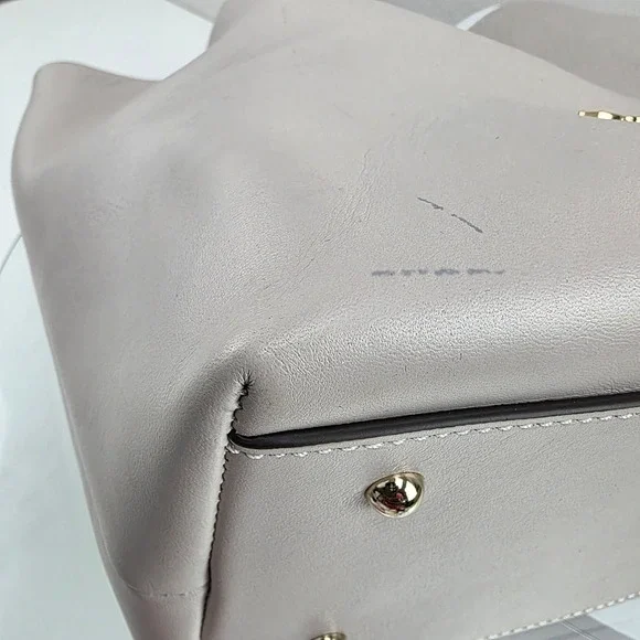 Dooney Bourke Small Barlow Flynn Tote Bag Leather Gray White Tan - Picture 12 of 15